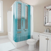 GESLOTEN BLAUWGROEN FRANSE DEUREN DOUCHEGORDIJN (In situ)