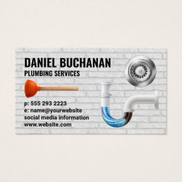 Gesloten buizen | Gepilde bakstenen muur | Aftrek Visitekaartje