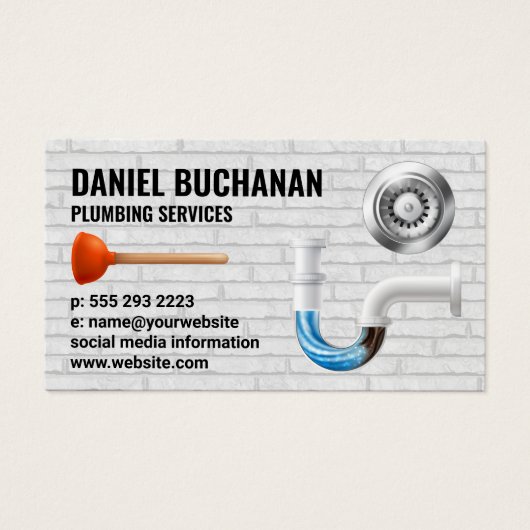 Gesloten buizen | Gepilde bakstenen muur | Aftrek Visitekaartje (Voorkant)