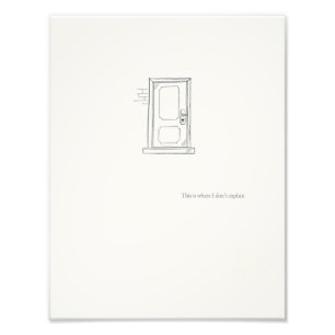 Gesloten Deur/ Minimalistische Lijnkunst/ Muurprin Foto Afdruk
