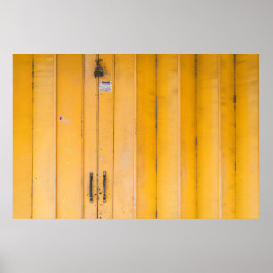 GESLOTEN GEEL HOUTEN DEUR MET PADLOCK POSTER