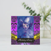 GESLOTEN IN PAARSE, ZWARTE DAMASKMONOGRAM Amethyst Kaart (Staand voorkant)