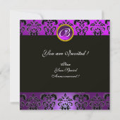 GESLOTEN IN PAARSE, ZWARTE DAMASKMONOGRAM Amethyst Kaart (Achterkant)