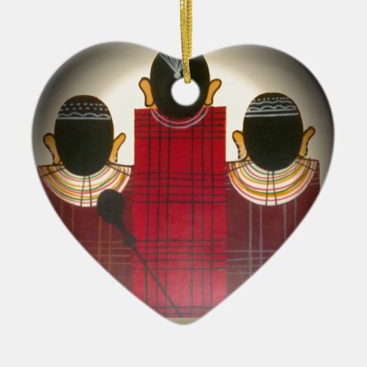 Gesloten Masai Familieportret Keramisch Ornament (Voorkant)