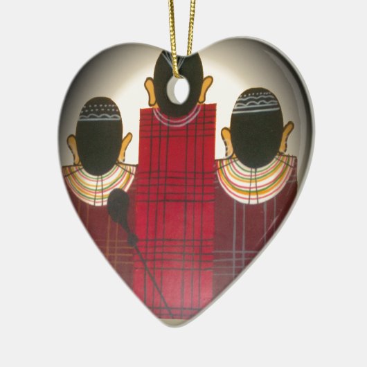 Gesloten Masai Familieportret Keramisch Ornament (Links)