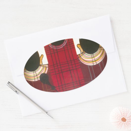 Gesloten Masai Familieportret Ovale Sticker (Envelop)