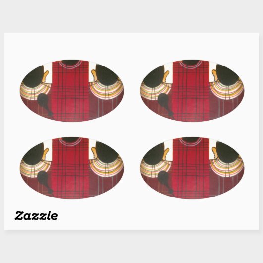 Gesloten Masai Familieportret Ovale Sticker (Vel)