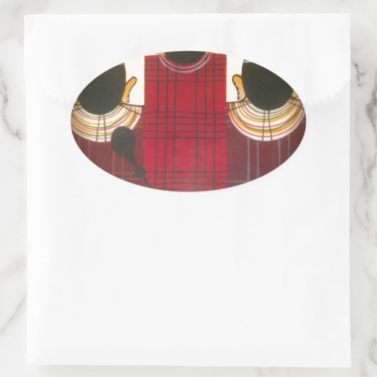 Gesloten Masai Familieportret Ovale Sticker (Tas)