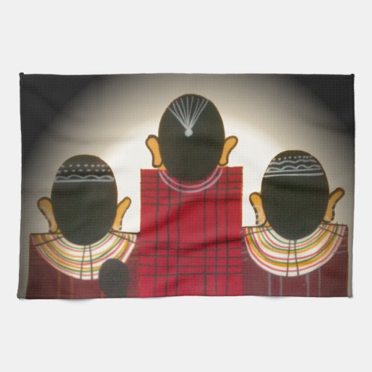 Gesloten Masai Familieportret Theedoek (Horizontaal)