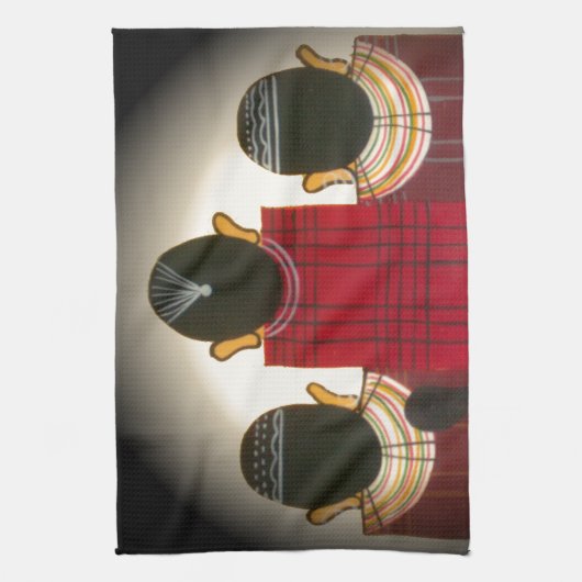 Gesloten Masai Familieportret Theedoek (Verticaal)