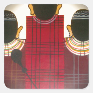 Gesloten Masai Familieportret Vierkante Sticker