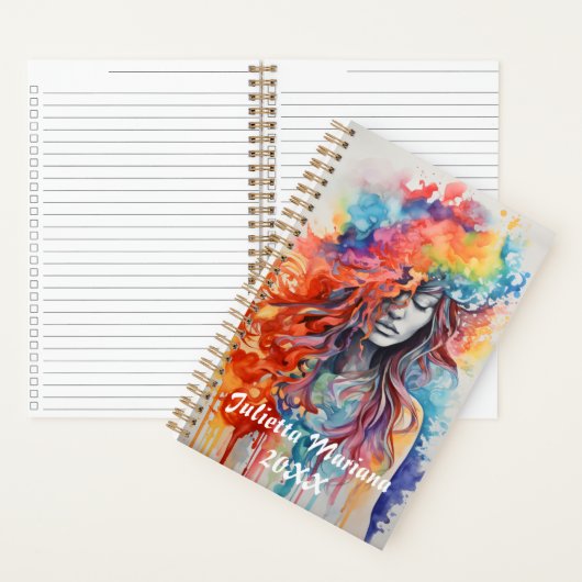 Gesloten Ogen Halo van Kleuren Aangepaste naam Notitieboek (Binnen)
