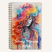 Gesloten Ogen Halo van Kleuren Aangepaste naam Notitieboek (Voorkant)