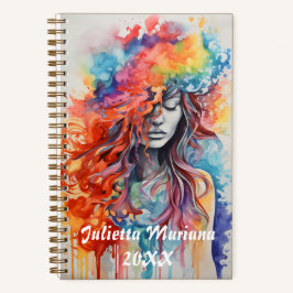 Gesloten Ogen Halo van Kleuren Aangepaste naam Notitieboek