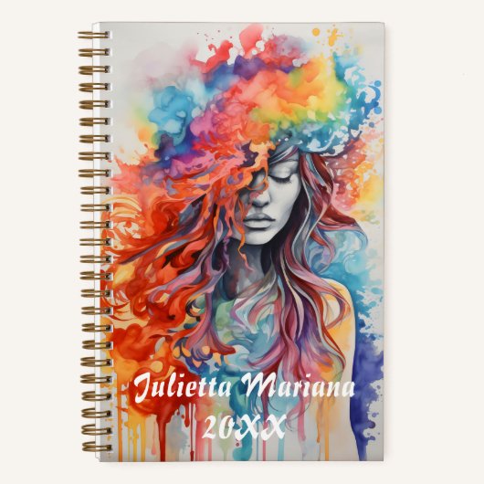 Gesloten Ogen Halo van Kleuren Aangepaste naam Notitieboek (Voorkant)