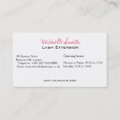 Gesloten ogen lange zweetuitbreiding visitekaartje (Achterkant)