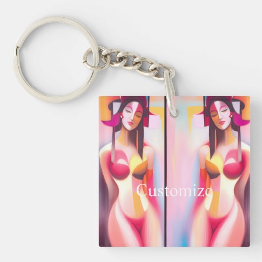 Gesloten ogen vrouwelijke pose Thunder_Cove Sleutelhanger (voorkant)