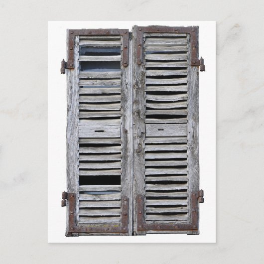 Gesloten venster met oude houten luiken briefkaart (Voorkant)