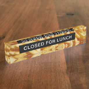 Gesloten voor lunch frietjes acrylaat naamplaat naambordje