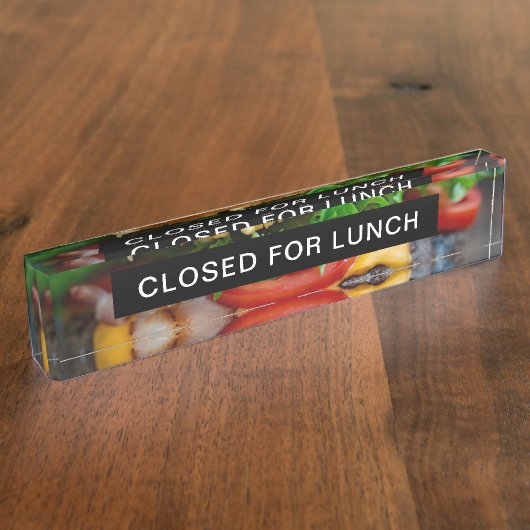 Gesloten voor lunch Hamburger Acryl Naambord (Zijkant)