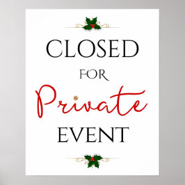 Gesloten voor privé vakantie evenement poster