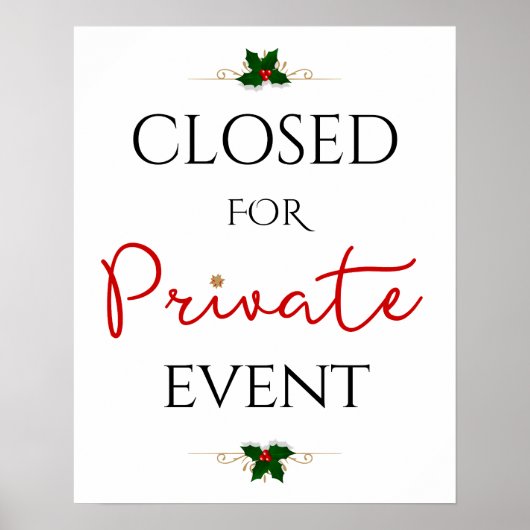 Gesloten voor privé vakantie evenement poster (Voorkant)