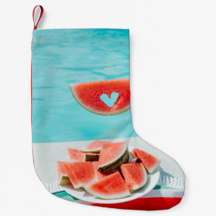 Gesloten watermeloen op wit papier kleine kerstsok