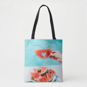 Gesloten watermeloen op wit papier tote bag