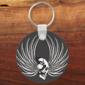 Gesmede schedel met vleugels sleutelhanger (Voorkant)