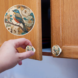 Gesmede Vogel Keramische Knop
