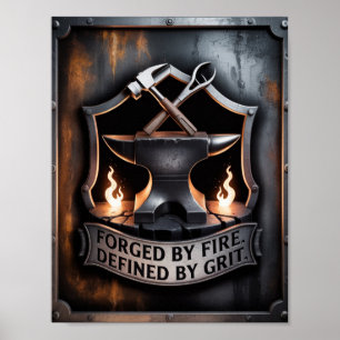 Gesmeed door Vuur – Embleem van de Smid Poster