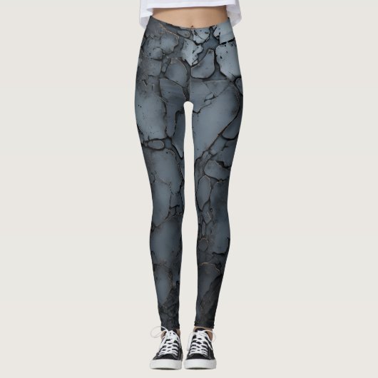 Gesmeed metaal 3D, gekraakt Leggings (Voorkant)