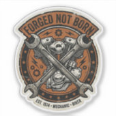 Gesmeed Niet Geboren Monteur Biker Sticker (Voorkant)