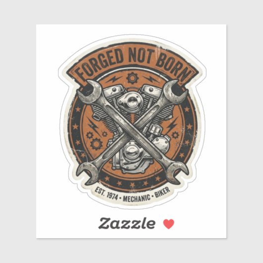 Gesmeed Niet Geboren Monteur Biker Sticker (Vel)