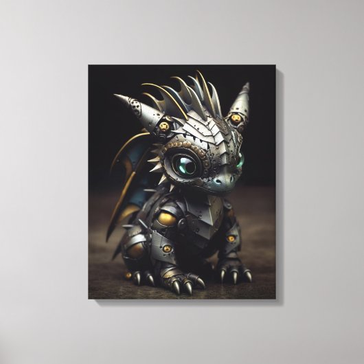 Gesmeed vuur: De Metal Baby Dragon Canvas Afdruk (Voorkant)