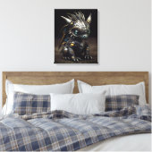 Gesmeed vuur: De Metal Baby Dragon Canvas Afdruk (Insitu (Slaapkamer))