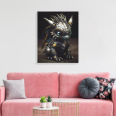 Gesmeed vuur: De Metal Baby Dragon Canvas Afdruk (Insitu (Woonkamer))