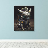 Gesmeed vuur: De Metal Baby Dragon Canvas Afdruk (Insitu (Houten vloer))