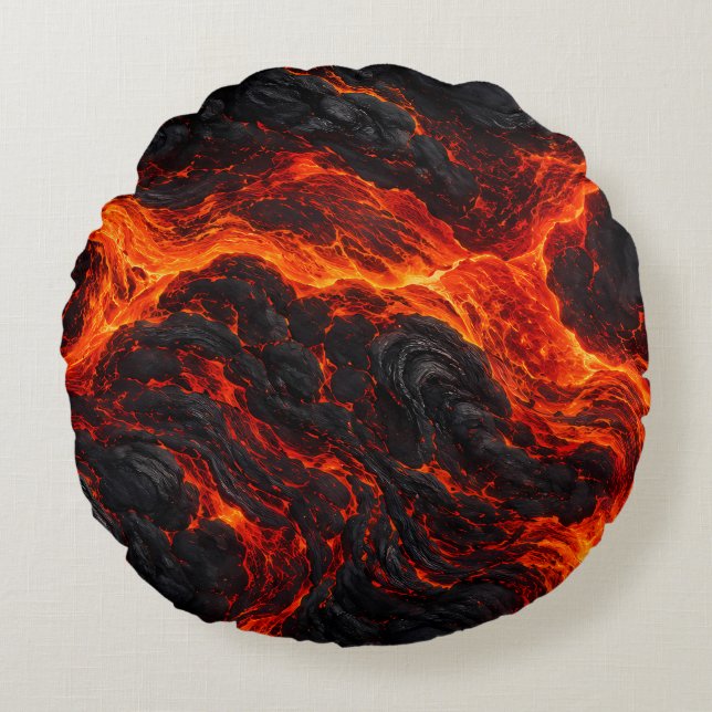 Gesmolten Aarde Lava Accent Rond Kussen (Voorkant)