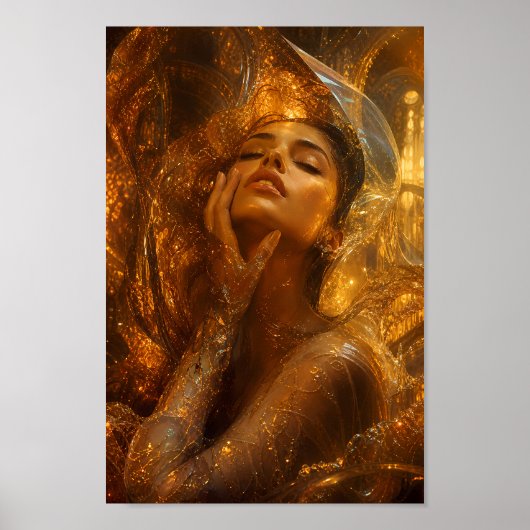 Gesmolten Amber Droombeeld Portret Kunst Poster (Voorkant)