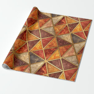 Gesmolten Amber en Krimson Geometrisch - Marmer Mo Cadeaupapier