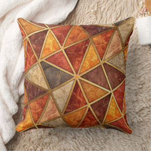 Gesmolten Amber en Krimson Geometrisch - Marmer Mo Kussen