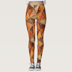 Gesmolten Amber en Krimson Geometrisch - Marmer Mo Leggings
