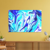 Gesmolten blauw | Marmer Fluid Art Canvas Afdruk (Insitu (Woonkamer))