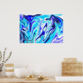 Gesmolten blauw | Marmer Fluid Art Poster (Keuken)