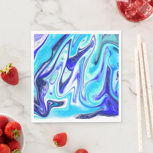 Gesmolten blauw | Marmer Fluid Art Servet (Insitu)