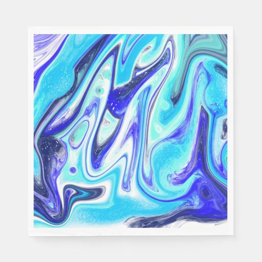 Gesmolten blauw | Marmer Fluid Art Servet (Voorkant)