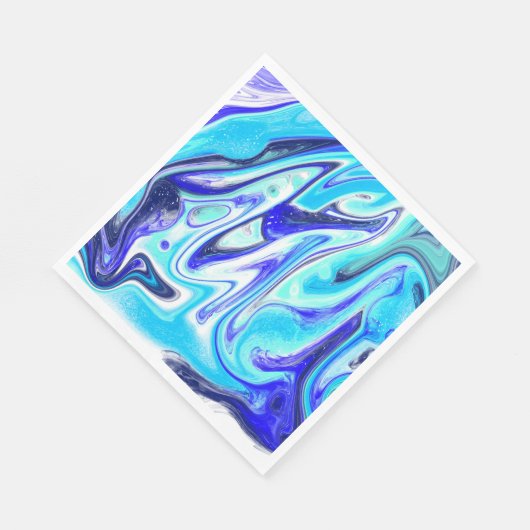 Gesmolten blauw | Marmer Fluid Art Servet (Hoek)
