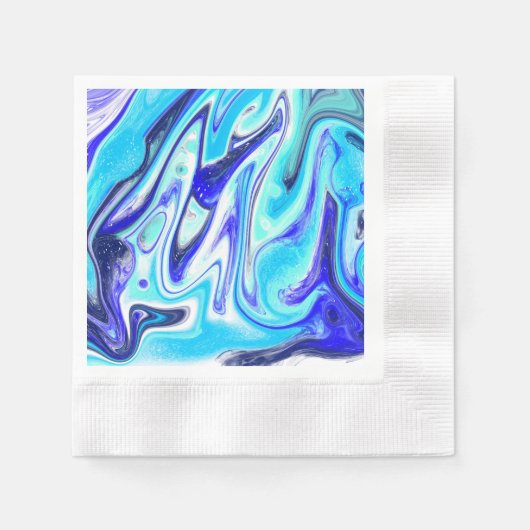 Gesmolten blauw | Marmer Fluid Art Servet (Voorkant)