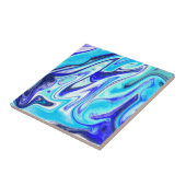 Gesmolten blauw | Marmer Fluid Art Tegeltje (Zijkant)